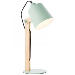 Træ bordlampe grøn, Dorina, med brytare