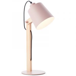 Træ bordlampe lyserød, Dorina, med brytare