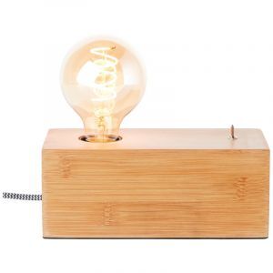 Træ bordlampe brun, Jacobine, med brytare