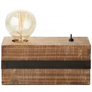 Træ bordlampe sort, Asli, med brytare