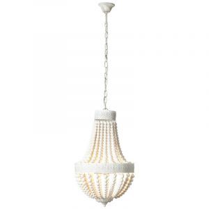Træ pendler lampe hvid, Nikki