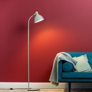 Rustik gulv lampe grøn, Thalina, med brytare