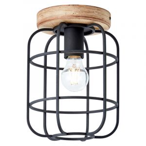 Træ loftlampe sort, Taede