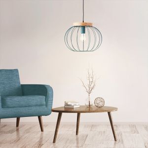 Træ pendler lampe blå, Donato