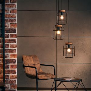 Træ pendel lampe spisebord sort, Taede