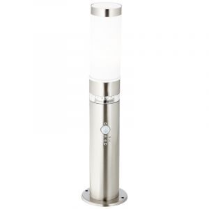 Plast udendørslampe gulvlampe med skumringssensor krom, Sage, 2W, 3000K LED, IP44