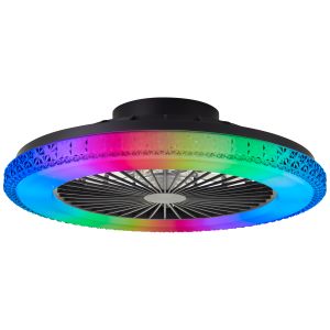 Modern loftventilator sort, Baki, 40W, RGBW LED, med fjärrkontroll