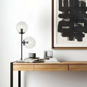 Design bordlampe gennemsigtig, Rhys, med brytare