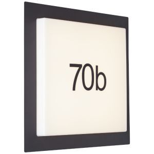 Aluminium husnummer med lys sort, Nurcan, 15W, 3000K LED, IP44