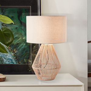 Rustik bordlampe beige, Fennie, med brytare