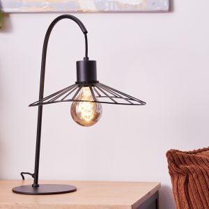 Retro bordlampe sort, Famke, med brytare