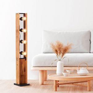 Træ gulv lampe brun, Rasha, med brytare