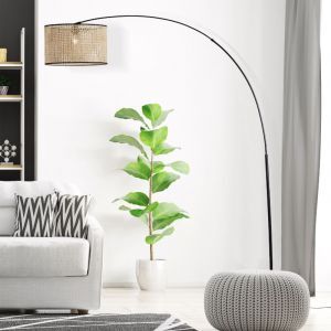 Rustik gulv lampe beige, Emmelie, med brytare