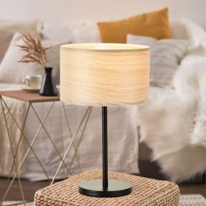 Træ bordlampe beige, Enna, med brytare