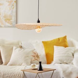 Træ pendler lampe beige, Georgina
