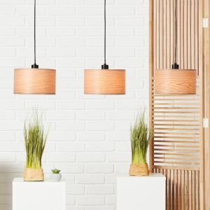 Træ pendler lampe beige, Enna