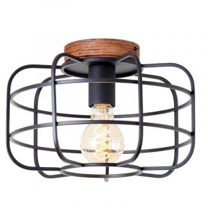 Træ loftlampe sort, Taede