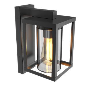 Sort udendørs væglampe med skumringssensor aluminium, Lugco, IP44