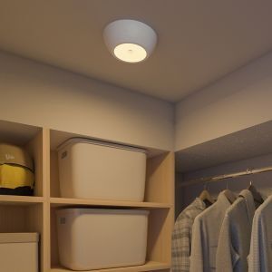 Hvid loftslampe med sensor plast, Ravza, 2,3W, 3000K LED, IP44