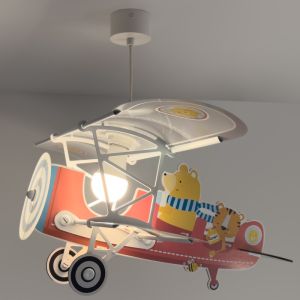 Rød pendel til børneværelset plast, Teddy plane