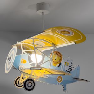 Blå pendel til børneværelset plast, Lion plane