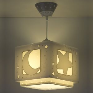 Grå pendel til børneværelset plast, Moon and stars