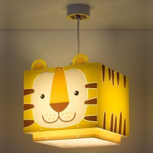 Gul pendel til børneværelset plast, Tiger