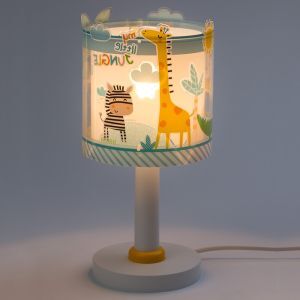 Multi-Farvet bordlampe til børneværelse plast, Jungle, med brytare