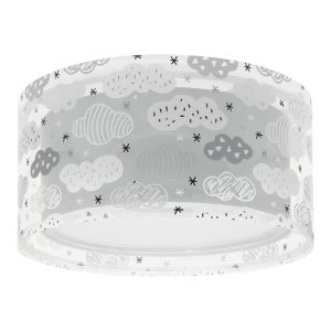 Grå loftlampe til børneværelse plast, Clouds