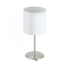 Hvid modern bordlampe stof, Abano, med brytare