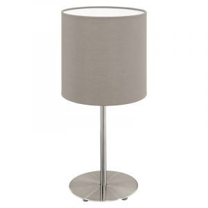 Taupe modern bordlampe stof, Abano, med brytare