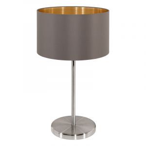 Brun modern bordlampe stof, Terme, med brytare