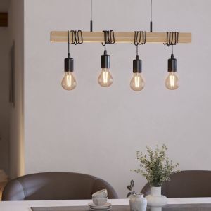 Træ pendler lampe brun, Anton