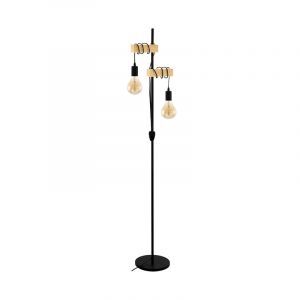 Træ gulv lampe brun, Anton, med brytare