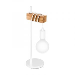 Træ bordlampe hvid, Anton, med brytare