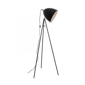 Sort gulv lampe stål, Eltjo, med brytare