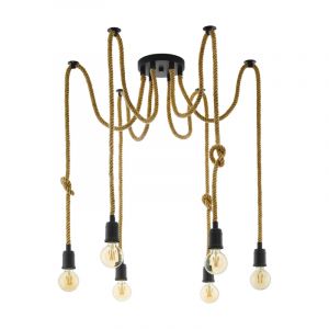 Sort industri pendler lampe stål, Simeon