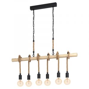 Træ pendler lampe brun, Zerina