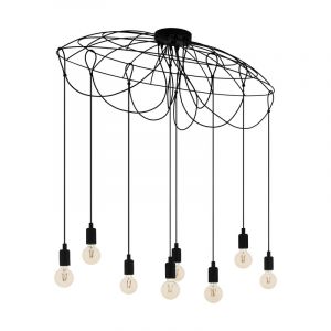 Sort industri pendler lampe stål, Katinka
