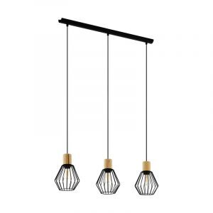 Sort industri pendler lampe stål, Josefien