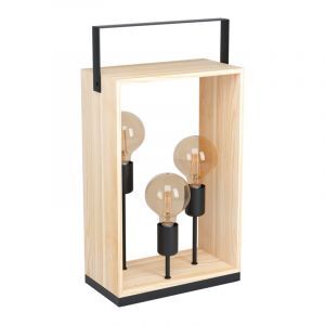 Træ bordlampe sort, Olaf, med brytare