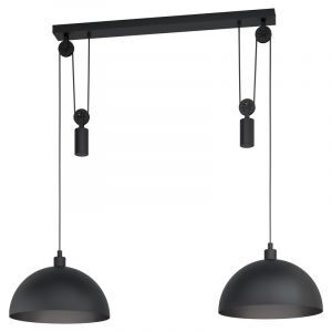 Sort industri pendler lampe stål, Yvette
