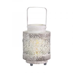 Hvid orientalsk bordlampe stål, Abdelrahman, med brytare