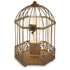 Rustfarvet klassisk bordlampe metal, Kayley, med brytare