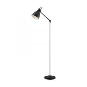 Sort industri gulv lampe metal, Lavinio, med brytare