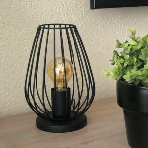 Sort modern bordlampe metal, Kitana, med brytare