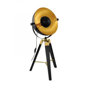 Sort modern bordlampe stål, Nickolas, med brytare