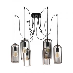Sort industri pendler lampe stål, Silje