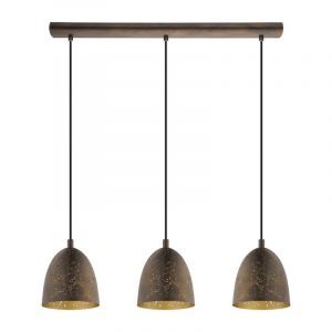 Brun retro pendler lampe stål, Ajay