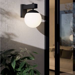 Sort modern udendørslampe glas, Boris, IP44